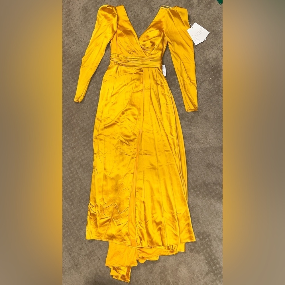 MAC DUGGAL 12404 NWT Faux Wrap Long Sleeve A Line Gown - Picture 4 of 7